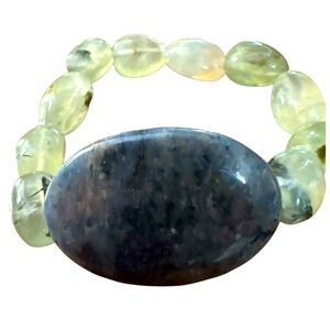 Sodalight (large stone) with Prehenite bracelet.  Handcrafted with stretch band.
